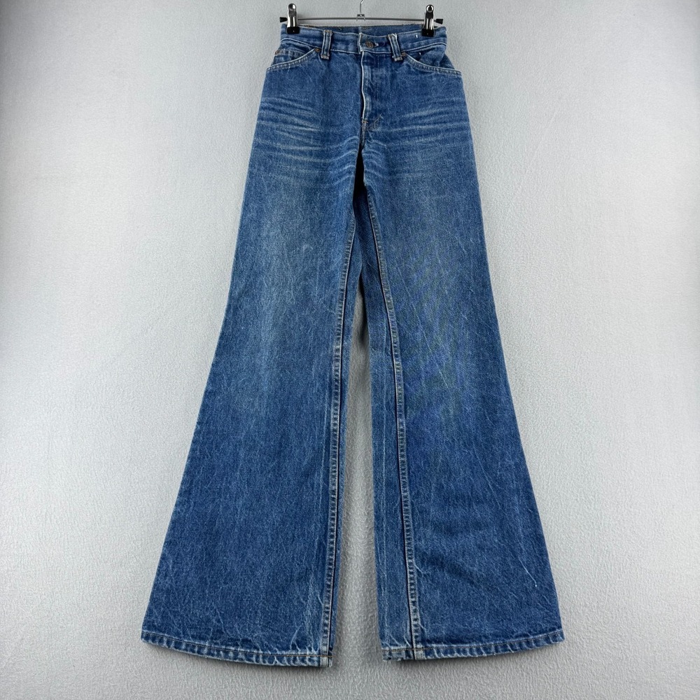 Vintage Levis Jeans Womens 3 JR (Fits 22x32) Flare Bell Bottom 70s Talon Zip USA